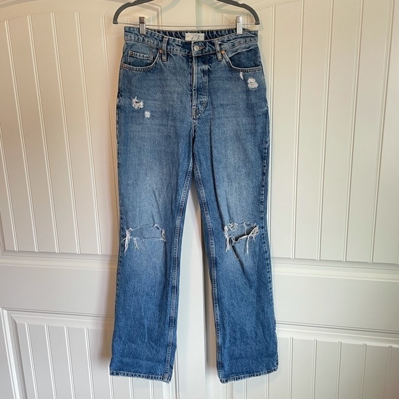 Free People Denim - Free people straight high rise distressed jeans 29